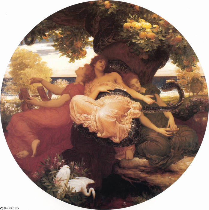Wikioo.org – La Enciclopedia de las Bellas Artes - Pintura, Obras de arte de Lord Frederic Leighton - el jardín todaclasede  el  Hespérides