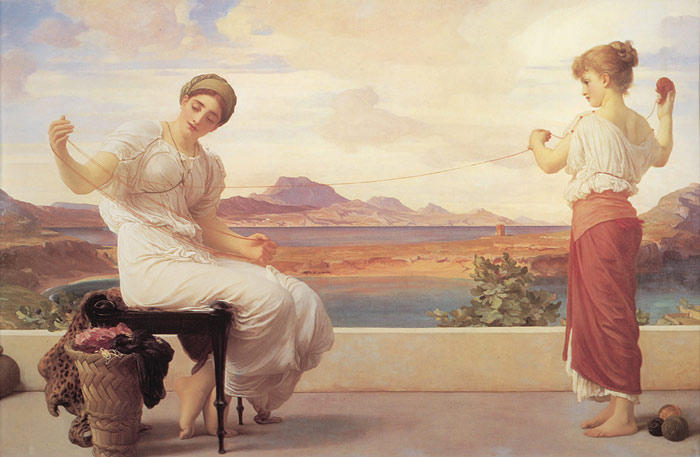 Wikioo.org - The Encyclopedia of Fine Arts - Painting, Artwork by Lord Frederic Leighton - Winding the Skein