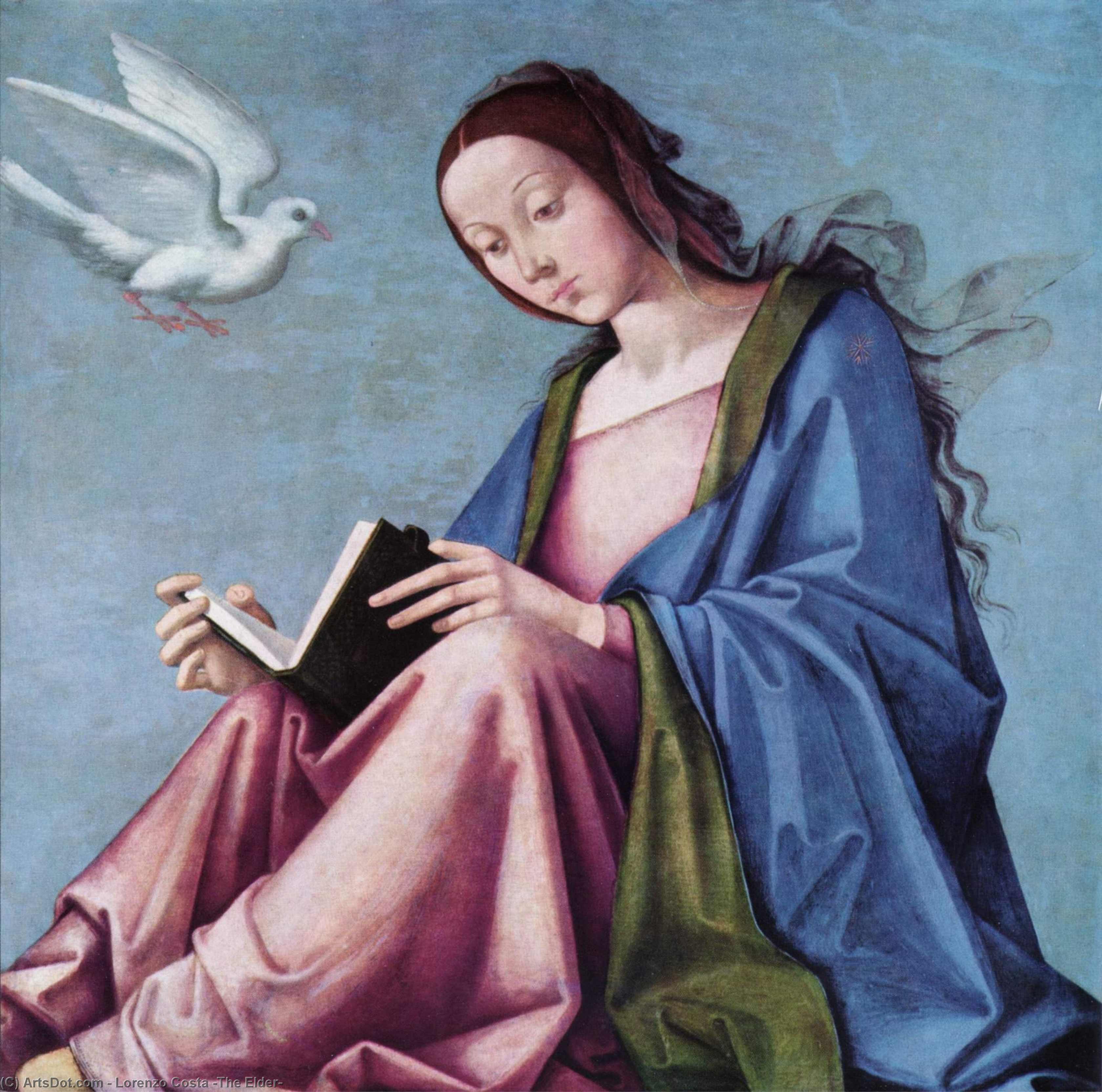 Wikioo.org - The Encyclopedia of Fine Arts - Painting, Artwork by Lorenzo Costa (The Elder) - Reading Maria