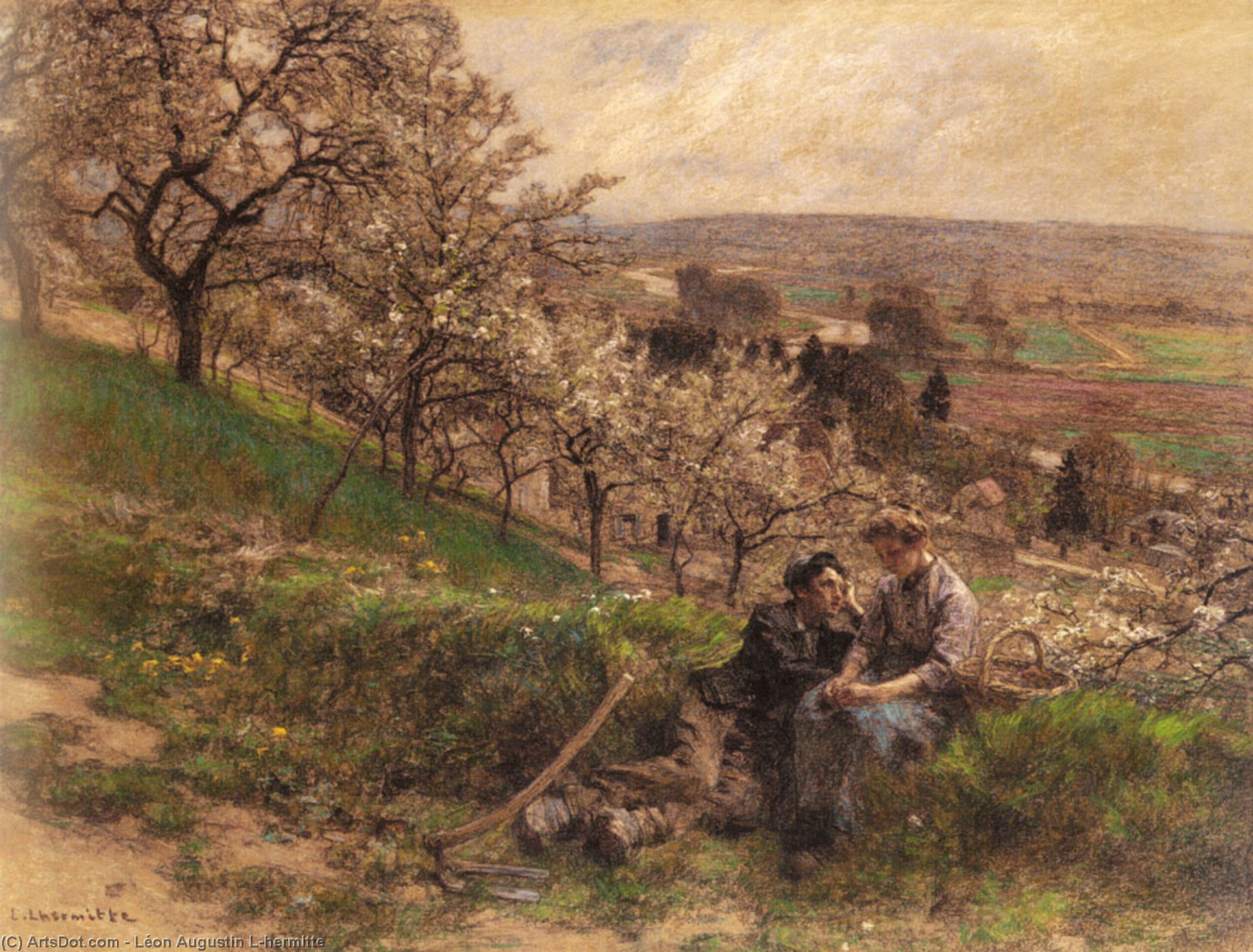 Wikioo.org - The Encyclopedia of Fine Arts - Painting, Artwork by Léon Augustin L'hermitte - Avril
