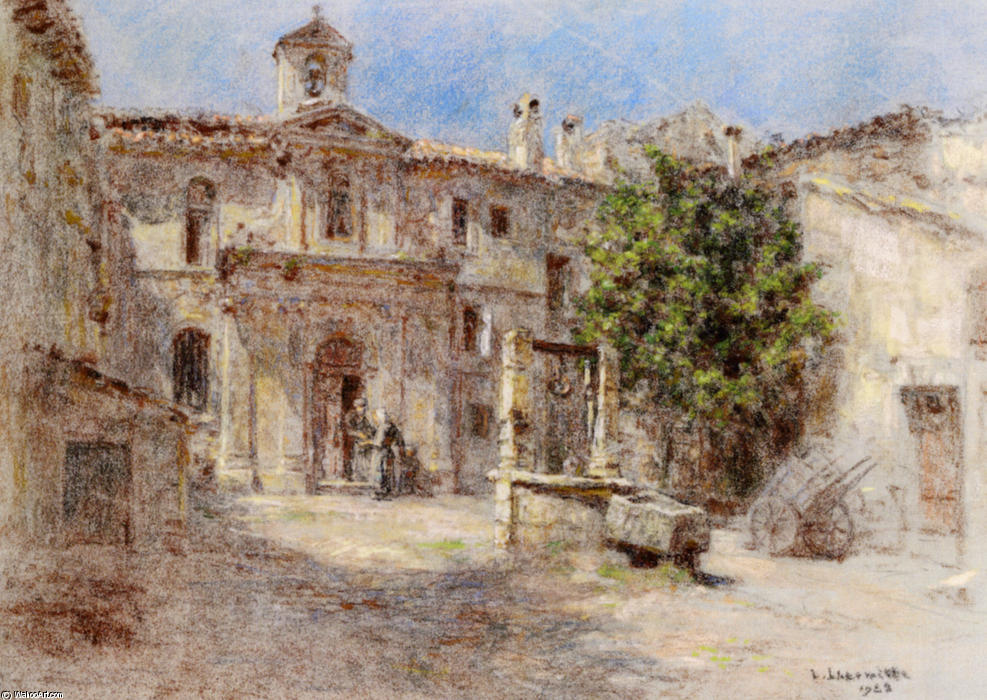 WikiOO.org - Encyclopedia of Fine Arts - Lukisan, Artwork Léon Augustin L'hermitte - La Chapelle des Penitents gris Avignon