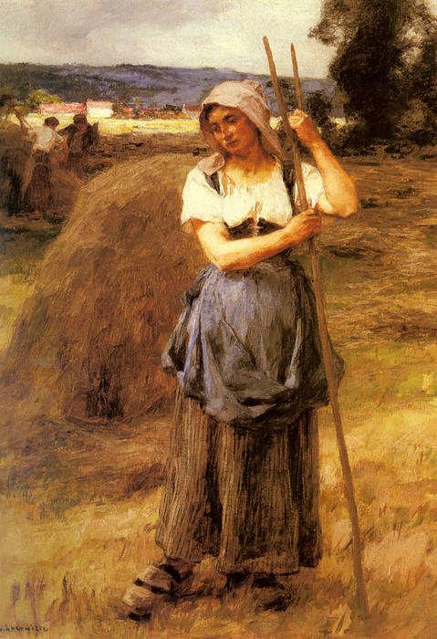 Wikioo.org - The Encyclopedia of Fine Arts - Painting, Artwork by Léon Augustin L'hermitte - La Faneuse