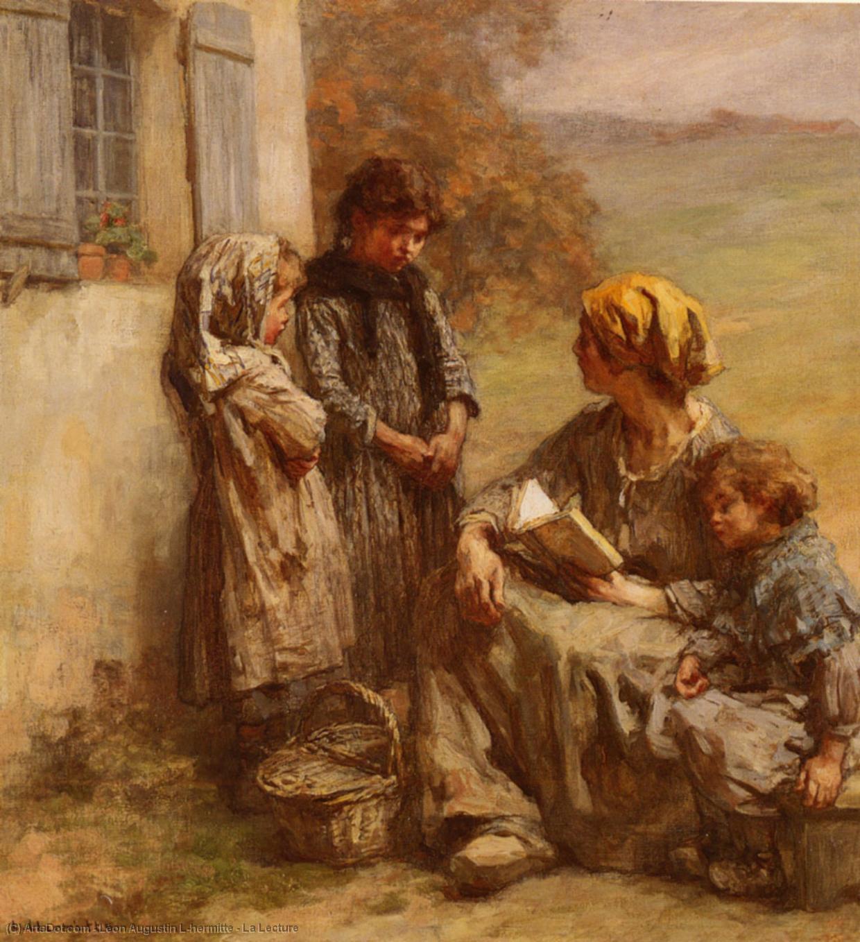 Wikioo.org - The Encyclopedia of Fine Arts - Painting, Artwork by Léon Augustin L'hermitte - La Lecture