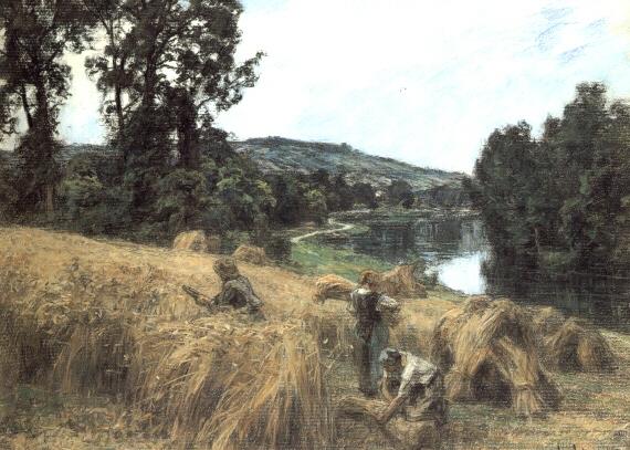 Wikioo.org - The Encyclopedia of Fine Arts - Painting, Artwork by Léon Augustin L'hermitte - La Moisson pres de la Marne