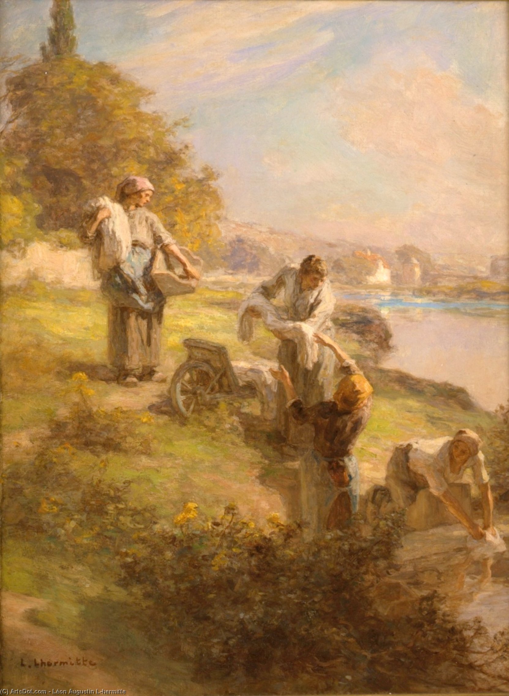 WikiOO.org - Encyclopedia of Fine Arts - Målning, konstverk Léon Augustin L'hermitte - Laveuses le Matin