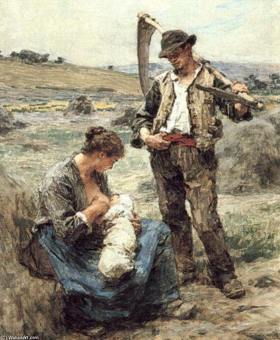 Wikioo.org - The Encyclopedia of Fine Arts - Painting, Artwork by Léon Augustin L'hermitte - Maternite ou L'Heureuse Famille