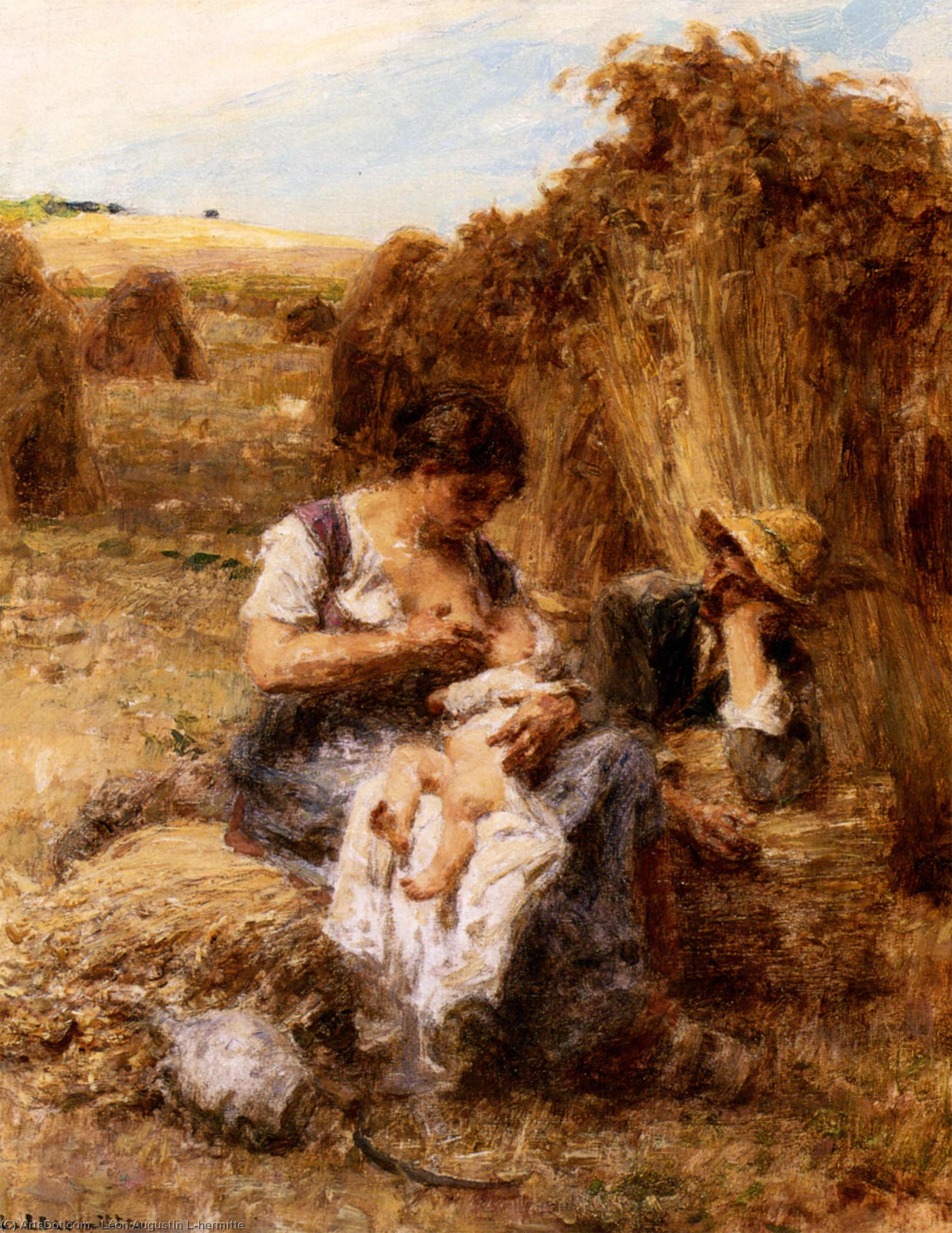 Wikioo.org – La Enciclopedia de las Bellas Artes - Pintura, Obras de arte de Léon Augustin L'hermitte - Maternidad