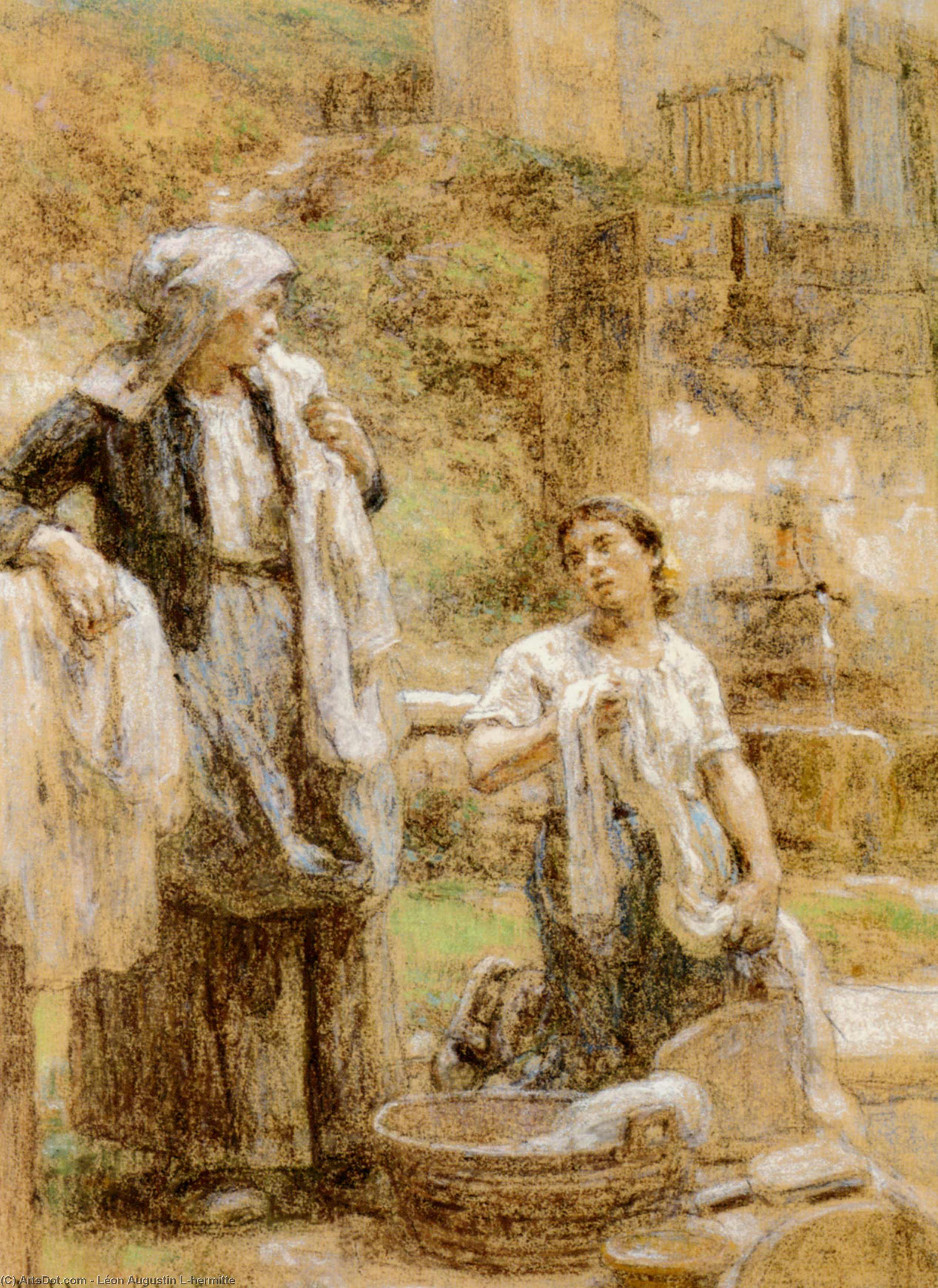 WikiOO.org - Εγκυκλοπαίδεια Καλών Τεχνών - Ζωγραφική, έργα τέχνης Léon Augustin L'hermitte - The Washerwomen