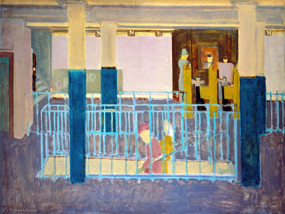 Wikoo.org - موسوعة الفنون الجميلة - اللوحة، العمل الفني Mark Rothko (Marcus Rothkowitz) - Entrance to Subway (Subway Station.Subway Scene)