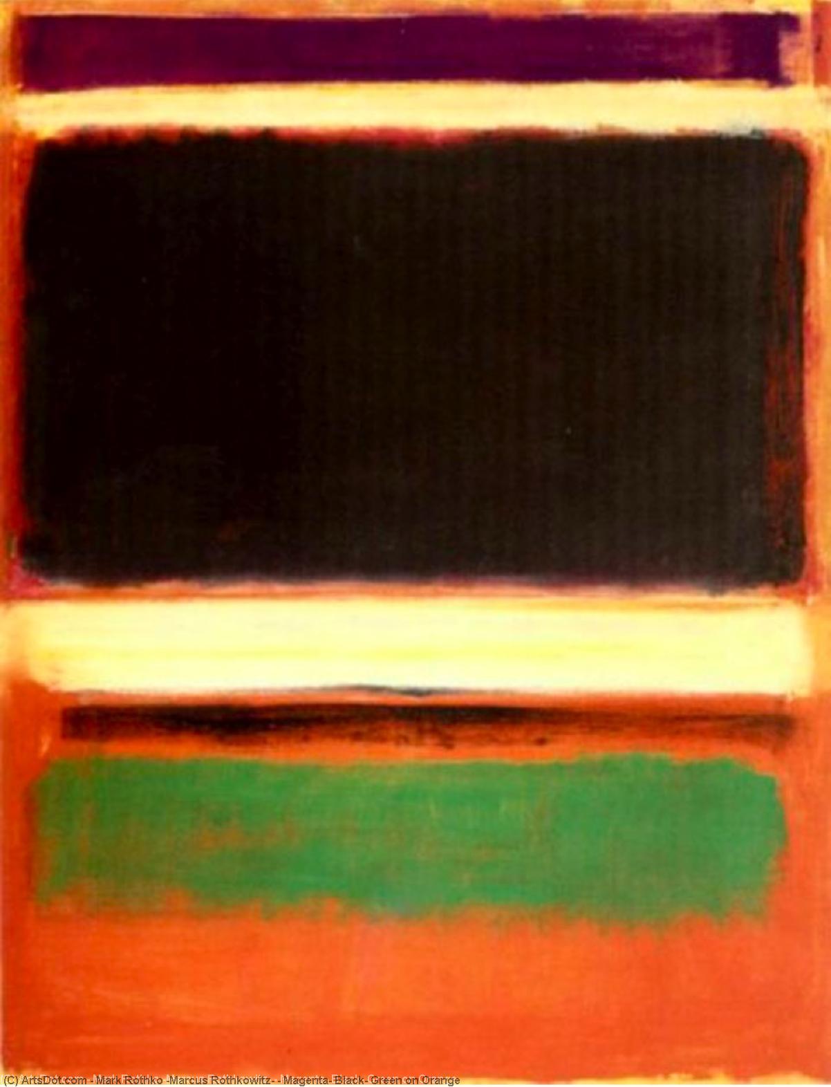 WikiOO.org - Encyclopedia of Fine Arts - Maľba, Artwork Mark Rothko (Marcus Rothkowitz) - Magenta, Black, Green on Orange
