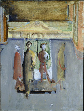 WikiOO.org - Encyclopedia of Fine Arts - Schilderen, Artwork Mark Rothko (Marcus Rothkowitz) - Untitled (four figures in a plaza)