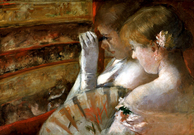 Wikioo.org – La Enciclopedia de las Bellas Artes - Pintura, Obras de arte de Mary Stevenson Cassatt - Una esquina de la Loge aka En la caja