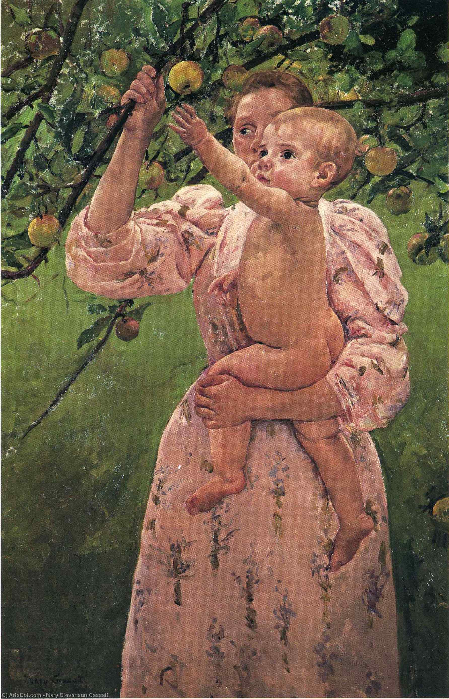 Wikioo.org - The Encyclopedia of Fine Arts - Painting, Artwork by Mary Stevenson Cassatt - Baby Reaching For An Apple