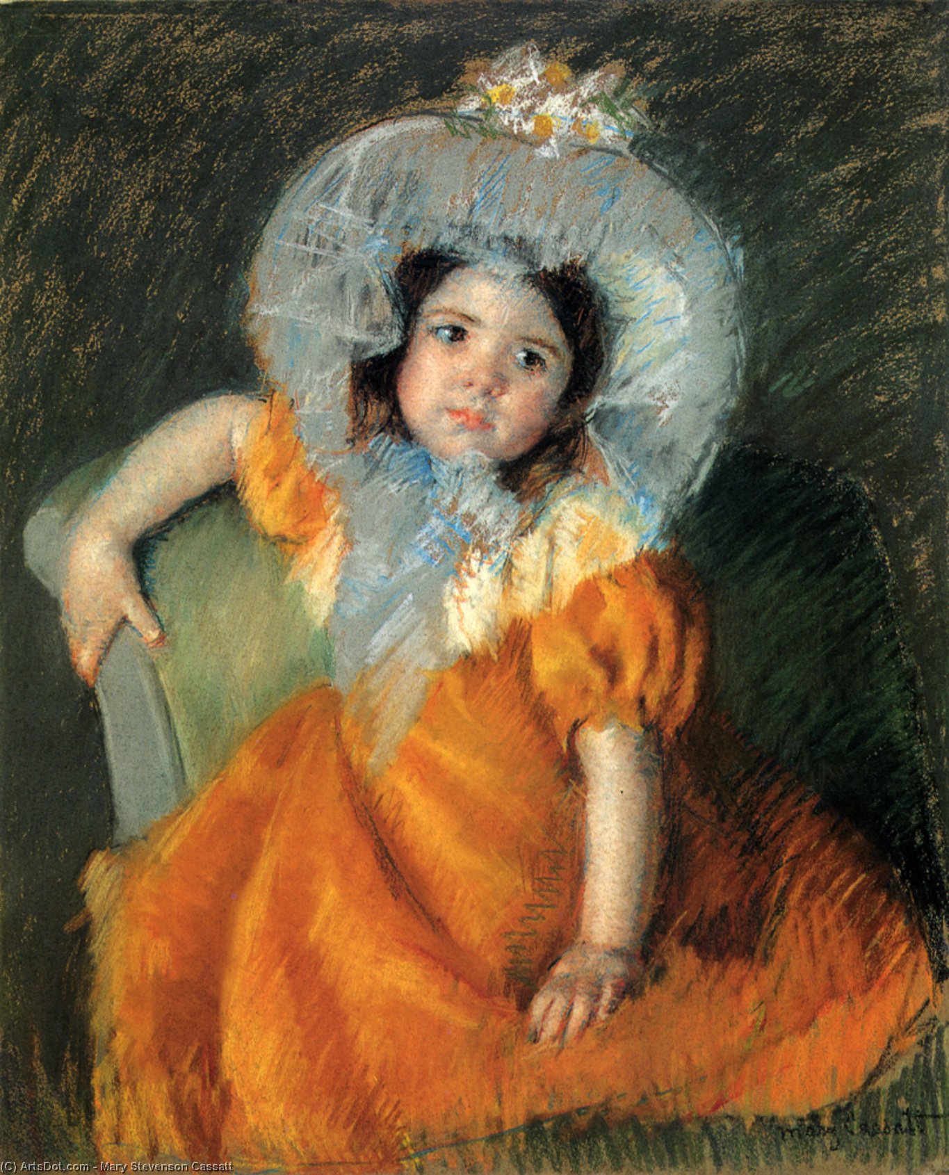 Wikioo.org - The Encyclopedia of Fine Arts - Painting, Artwork by Mary Stevenson Cassatt - Child In Orange Dress