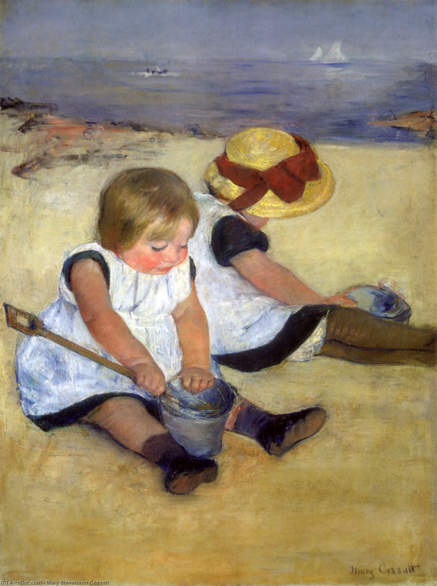 Wikioo.org - The Encyclopedia of Fine Arts - Painting, Artwork by Mary Stevenson Cassatt - Children at the Seashore