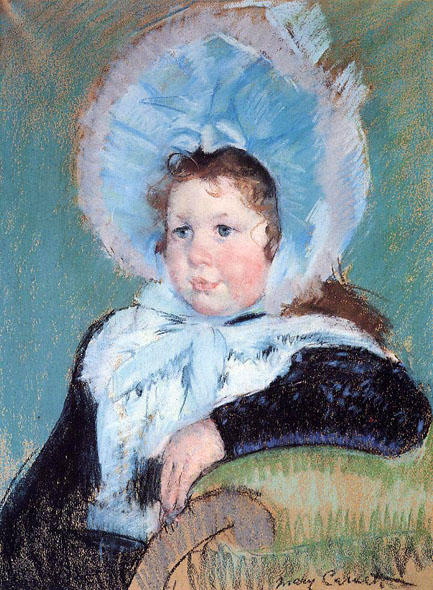 Wikioo.org - The Encyclopedia of Fine Arts - Painting, Artwork by Mary Stevenson Cassatt - Dorothy in a Very Large Bonnet and a Dark Coat