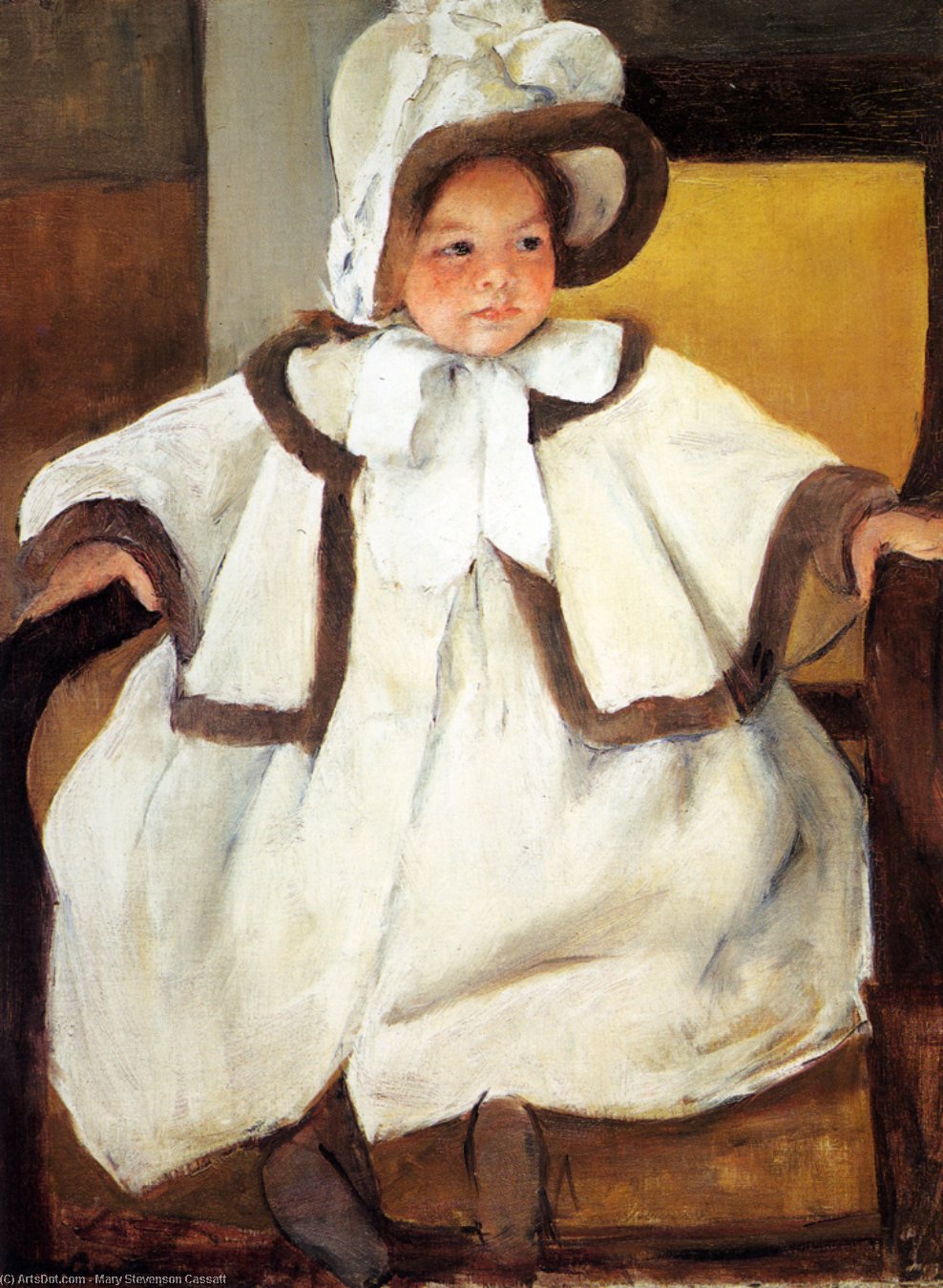 Wikioo.org - Die Enzyklopädie bildender Kunst - Malerei, Kunstwerk von Mary Stevenson Cassatt - Ellen Mary Cassatt in einem weißen Mantel