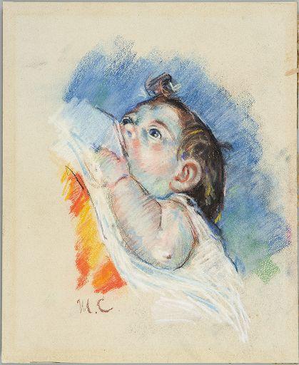 Wikioo.org - The Encyclopedia of Fine Arts - Painting, Artwork by Mary Stevenson Cassatt - Head of a Child