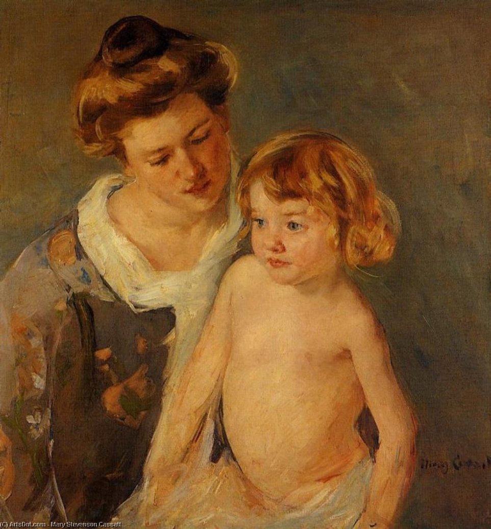 WikiOO.org - Енциклопедія образотворчого мистецтва - Живопис, Картини
 Mary Stevenson Cassatt - Jules Standing by His Mother