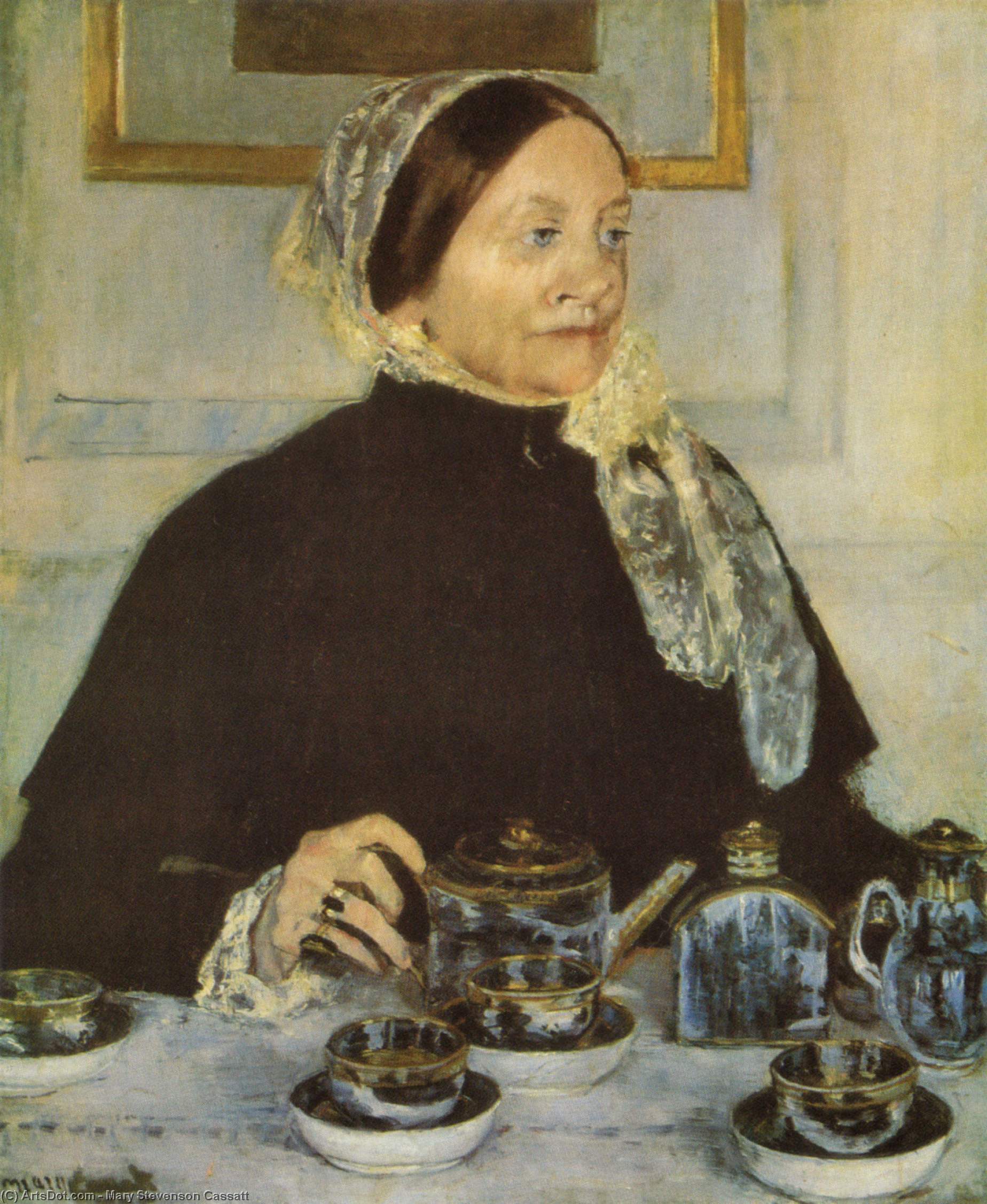 Wikioo.org - The Encyclopedia of Fine Arts - Painting, Artwork by Mary Stevenson Cassatt - Lady at the tea table