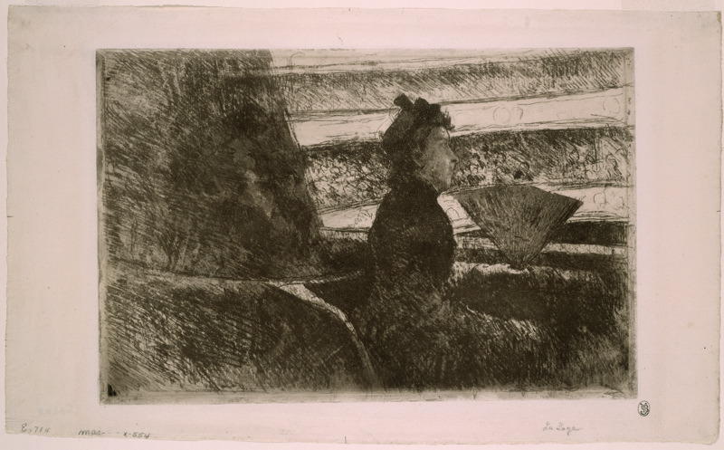Wikioo.org - สารานุกรมวิจิตรศิลป์ - จิตรกรรม Mary Stevenson Cassatt - Lady in Black, in a Loge, Facing Right