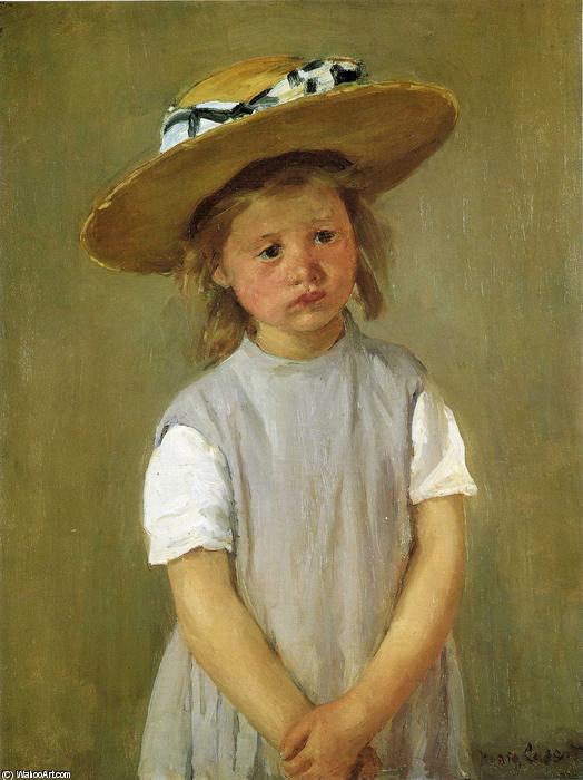 Wikioo.org – La Enciclopedia de las Bellas Artes - Pintura, Obras de arte de Mary Stevenson Cassatt - niñita para  Un  paja  sombrero