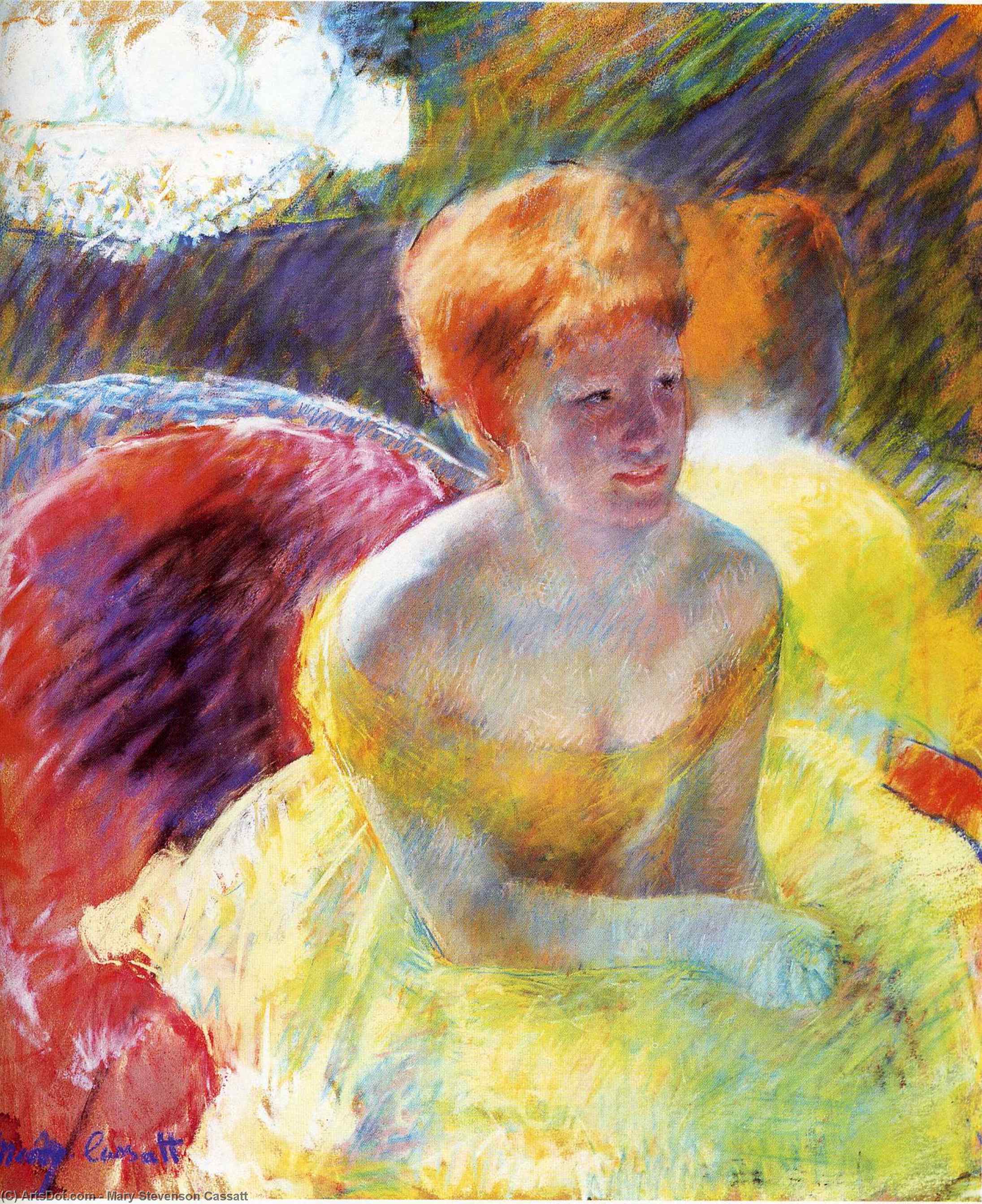 Wikioo.org – La Enciclopedia de las Bellas Artes - Pintura, Obras de arte de Mary Stevenson Cassatt - Lydia inclina en sus brazos