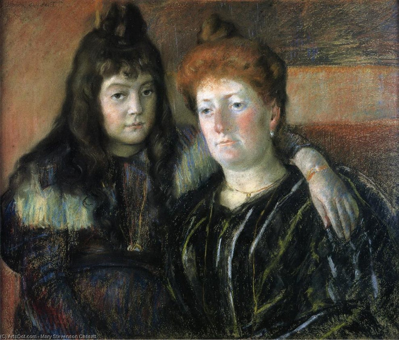WikiOO.org - دایره المعارف هنرهای زیبا - نقاشی، آثار هنری Mary Stevenson Cassatt - Madame Gaillard and Her Daughter Marie-Therese