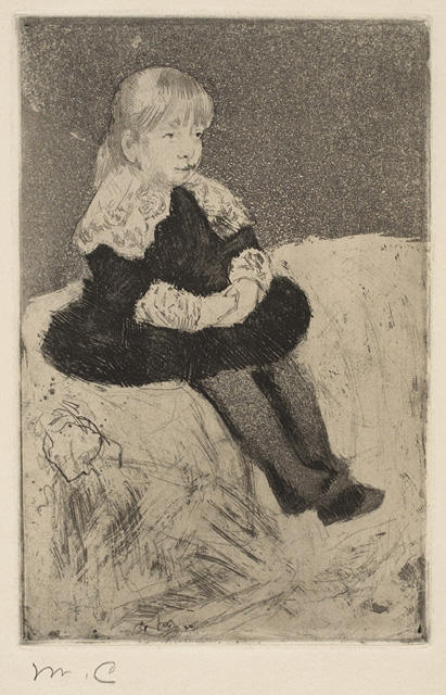 Wikioo.org - สารานุกรมวิจิตรศิลป์ - จิตรกรรม Mary Stevenson Cassatt - Mlle Luguet Seated on a Couch