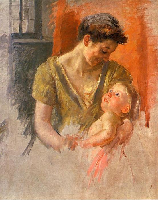 Wikioo.org - The Encyclopedia of Fine Arts - Painting, Artwork by Mary Stevenson Cassatt - Mother and Child Smiling at Each Other