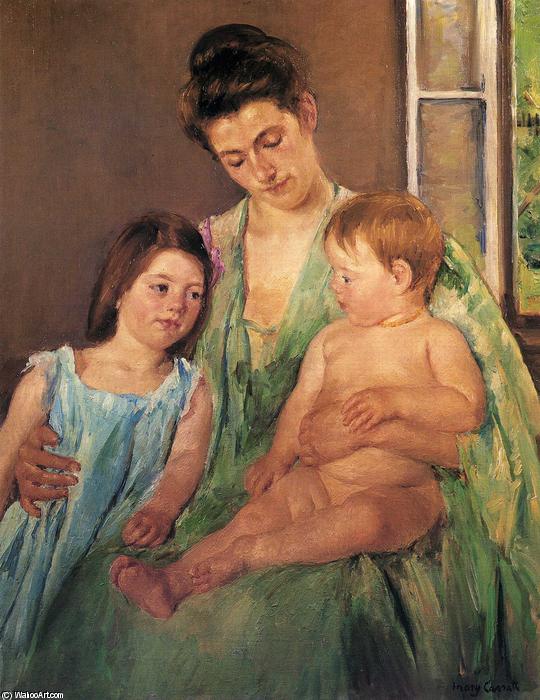 Wikioo.org - The Encyclopedia of Fine Arts - Painting, Artwork by Mary Stevenson Cassatt - Mother looking down on her children