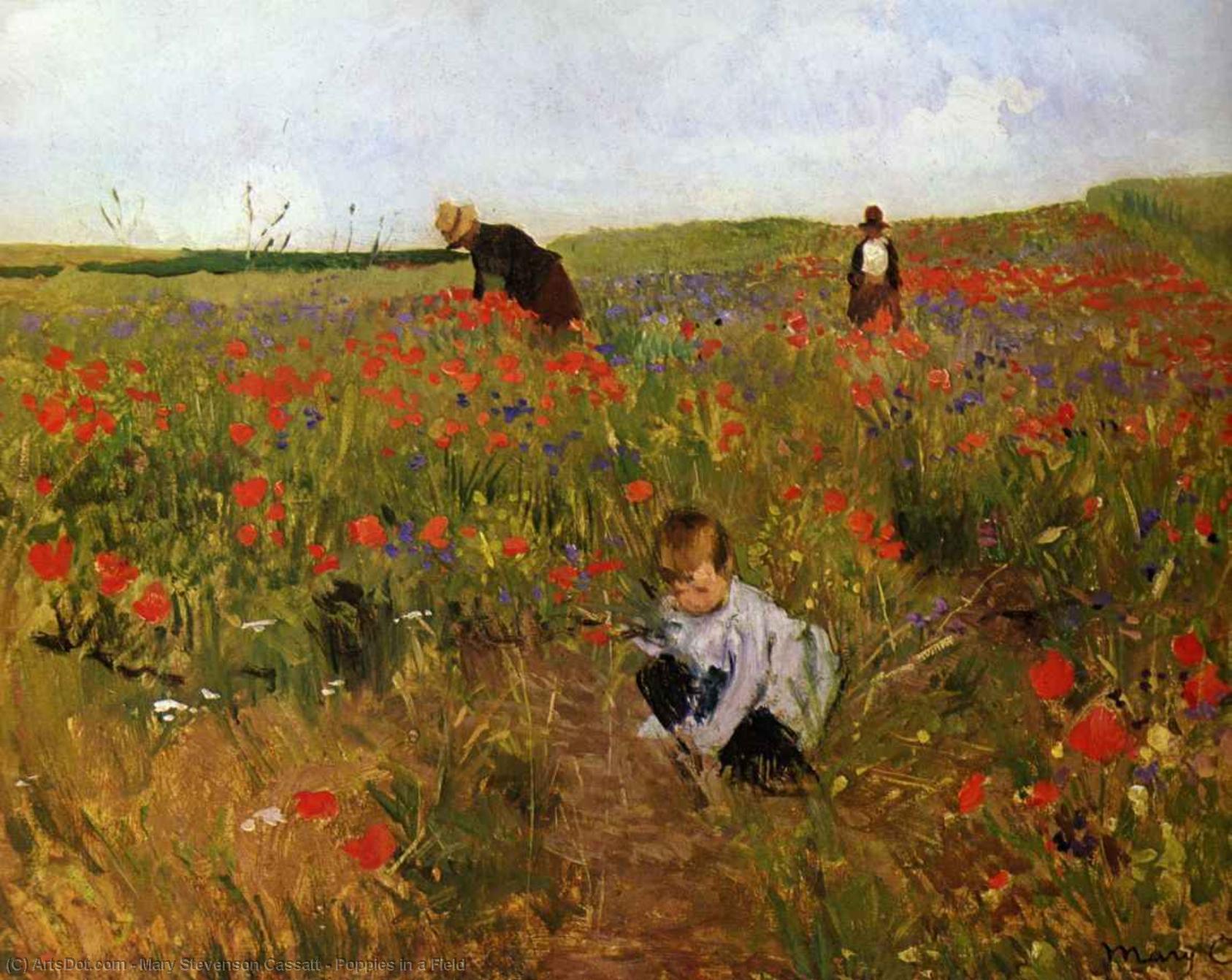 Wikioo.org - The Encyclopedia of Fine Arts - Painting, Artwork by Mary Stevenson Cassatt - Poppies in a Field