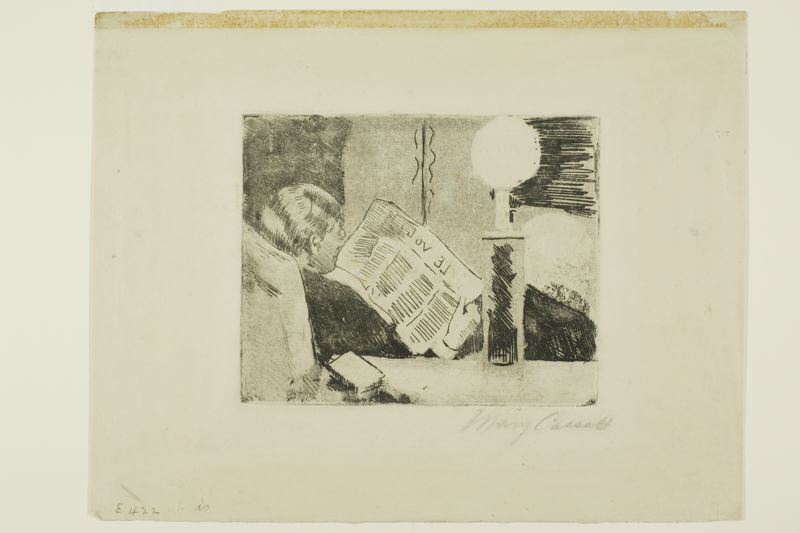 WikiOO.org - Encyclopedia of Fine Arts - Festés, Grafika Mary Stevenson Cassatt - Reading the Newspaper, No.2