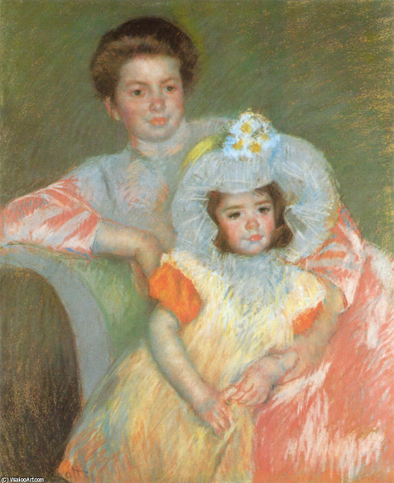 WikiOO.org - Encyclopedia of Fine Arts - Maalaus, taideteos Mary Stevenson Cassatt - Reine Lefèbvre and Margot