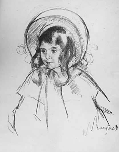 Wikioo.org - The Encyclopedia of Fine Arts - Painting, Artwork by Mary Stevenson Cassatt - Sara wearing a bonnet