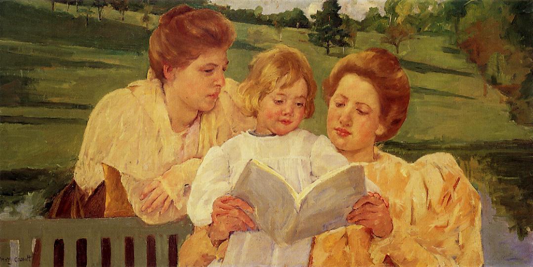 Wikioo.org - The Encyclopedia of Fine Arts - Painting, Artwork by Mary Stevenson Cassatt - The Garden Reading