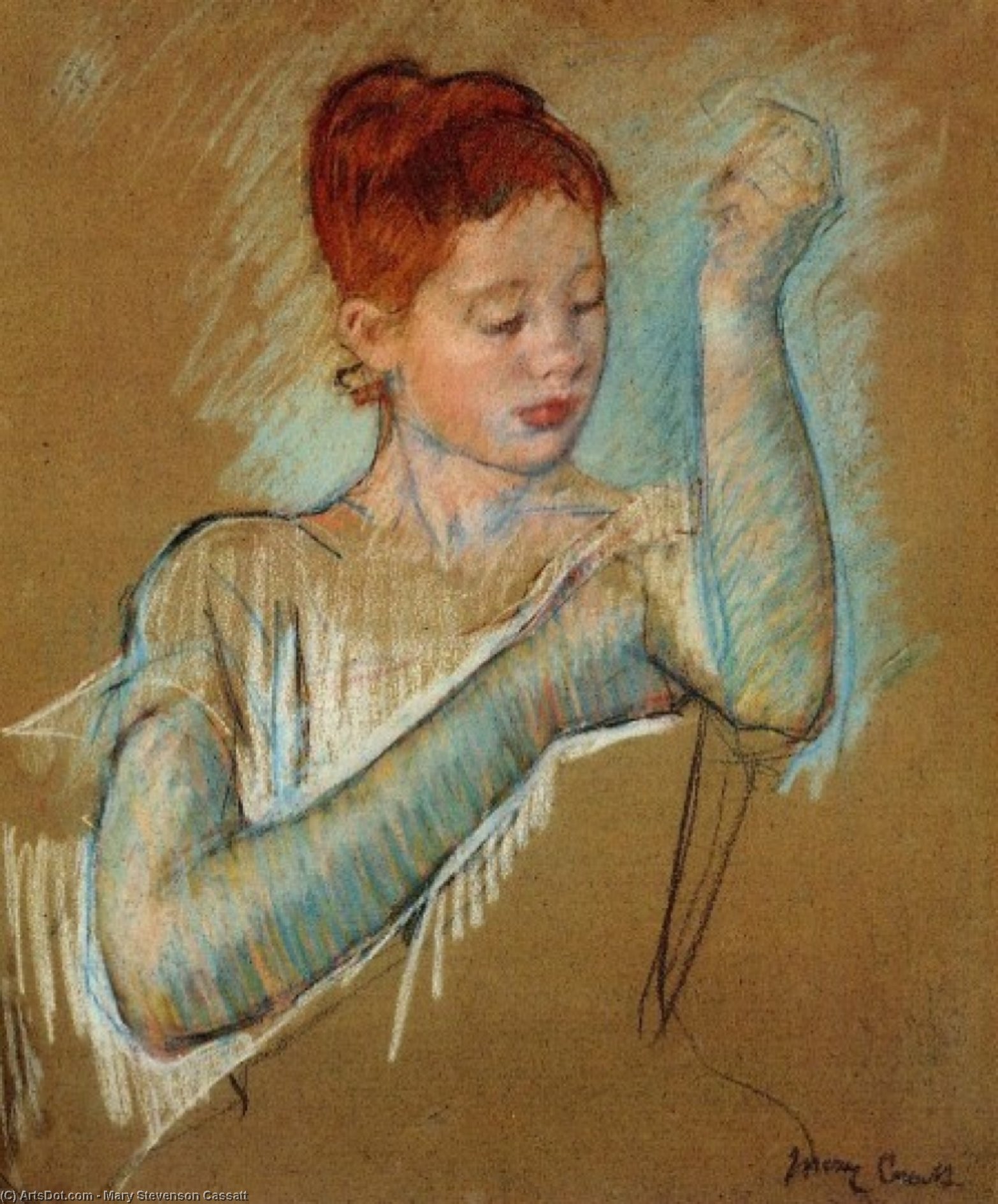 Wikioo.org – La Enciclopedia de las Bellas Artes - Pintura, Obras de arte de Mary Stevenson Cassatt - Los guantes largos