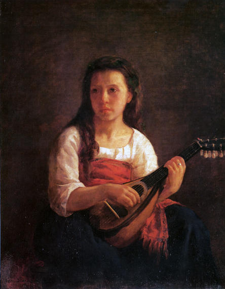 Wikioo.org - The Encyclopedia of Fine Arts - Painting, Artwork by Mary Stevenson Cassatt - The Mandolin Player 1