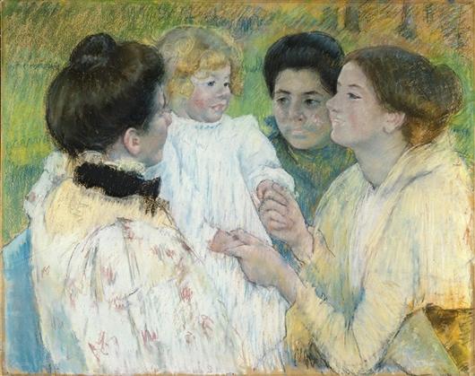 Wikioo.org - The Encyclopedia of Fine Arts - Painting, Artwork by Mary Stevenson Cassatt - Women Admiring a Child