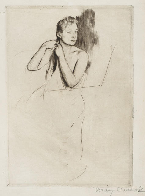 Wikioo.org - สารานุกรมวิจิตรศิลป์ - จิตรกรรม Mary Stevenson Cassatt - Young Girl Fixing her Hair