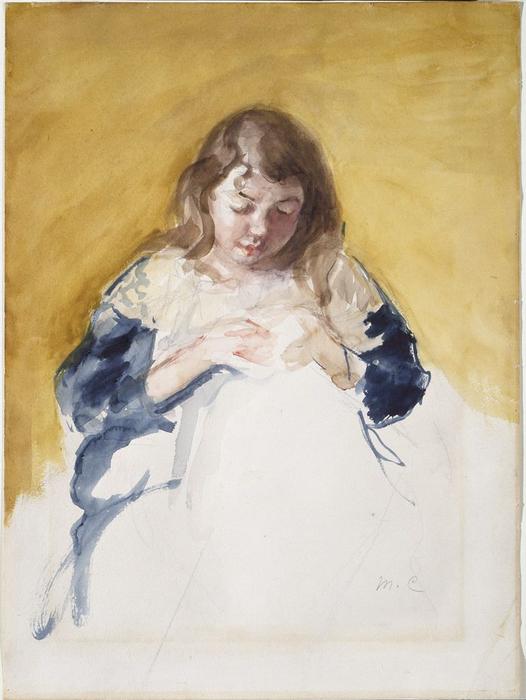 Wikioo.org - The Encyclopedia of Fine Arts - Painting, Artwork by Mary Stevenson Cassatt - Young Girl in Blue