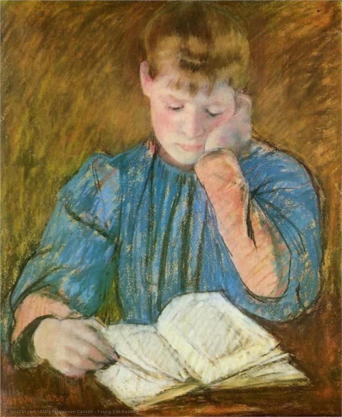 Wikioo.org - The Encyclopedia of Fine Arts - Painting, Artwork by Mary Stevenson Cassatt - Young Girl Reading