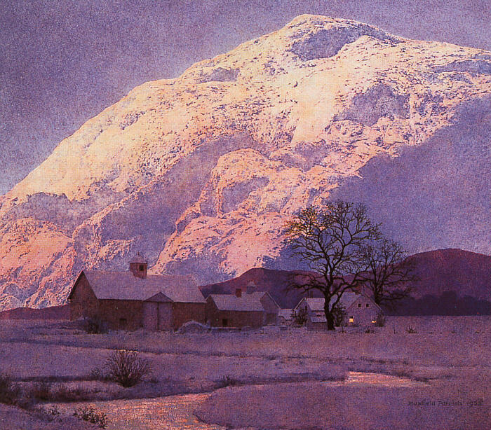 Wikioo.org – L'Encyclopédie des Beaux Arts - Peinture, Oeuvre de Maxfield Parrish - montagne ferme à hiver