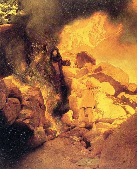WikiOO.org - Enciklopedija likovnih umjetnosti - Slikarstvo, umjetnička djela Maxfield Parrish - Sinbad Plots Against the Giant