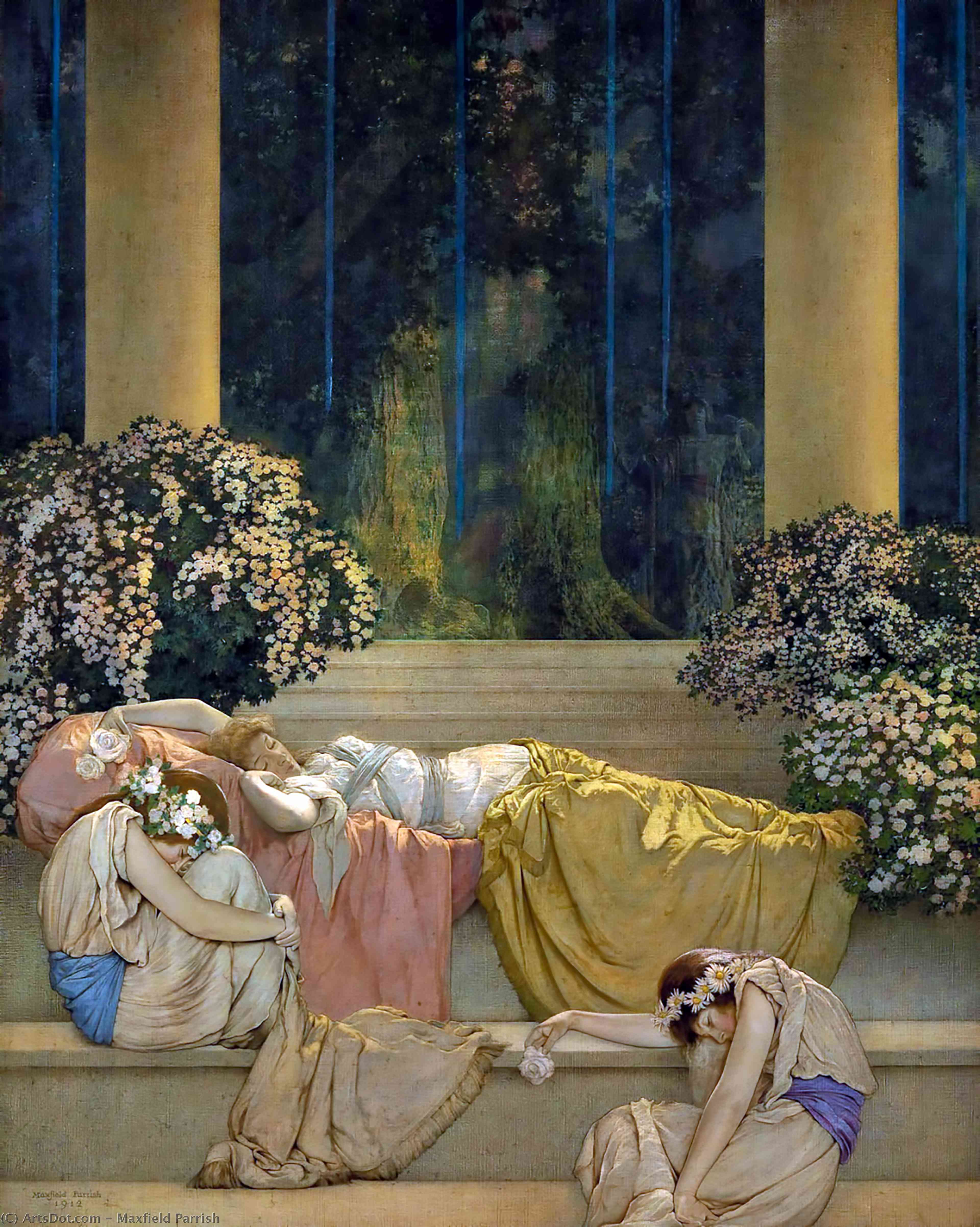 WikiOO.org - Encyclopedia of Fine Arts - Maleri, Artwork Maxfield Parrish - Sleeping Beauty