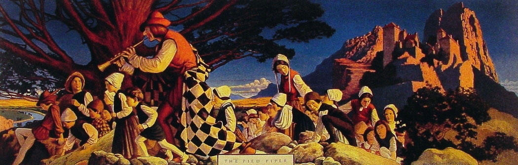 WikiOO.org - Encyclopedia of Fine Arts - Maalaus, taideteos Maxfield Parrish - The Pied Piper