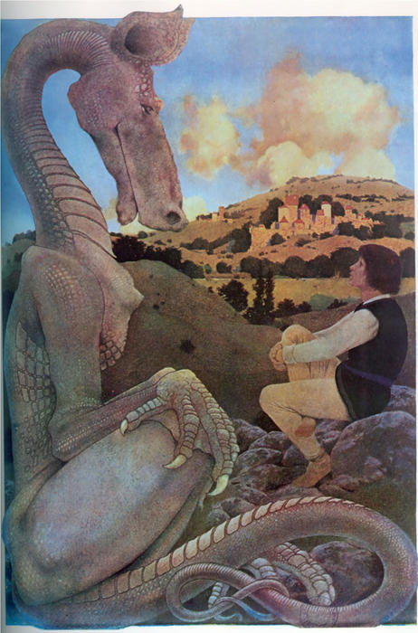 WikiOO.org - 백과 사전 - 회화, 삽화 Maxfield Parrish - The Reluctant Dragon