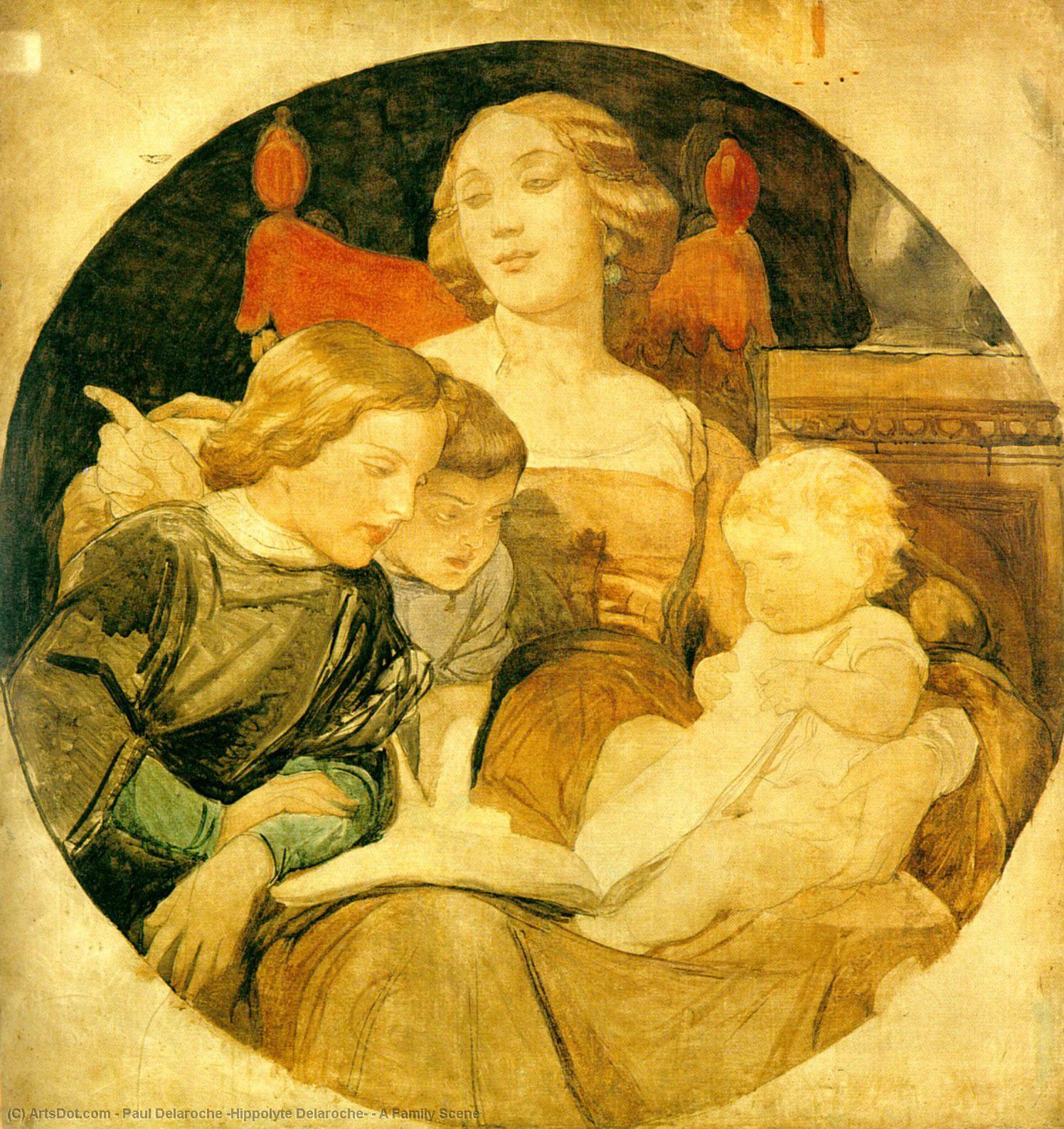 Wikioo.org - The Encyclopedia of Fine Arts - Painting, Artwork by Paul Delaroche (Hippolyte Delaroche) - A Family Scene