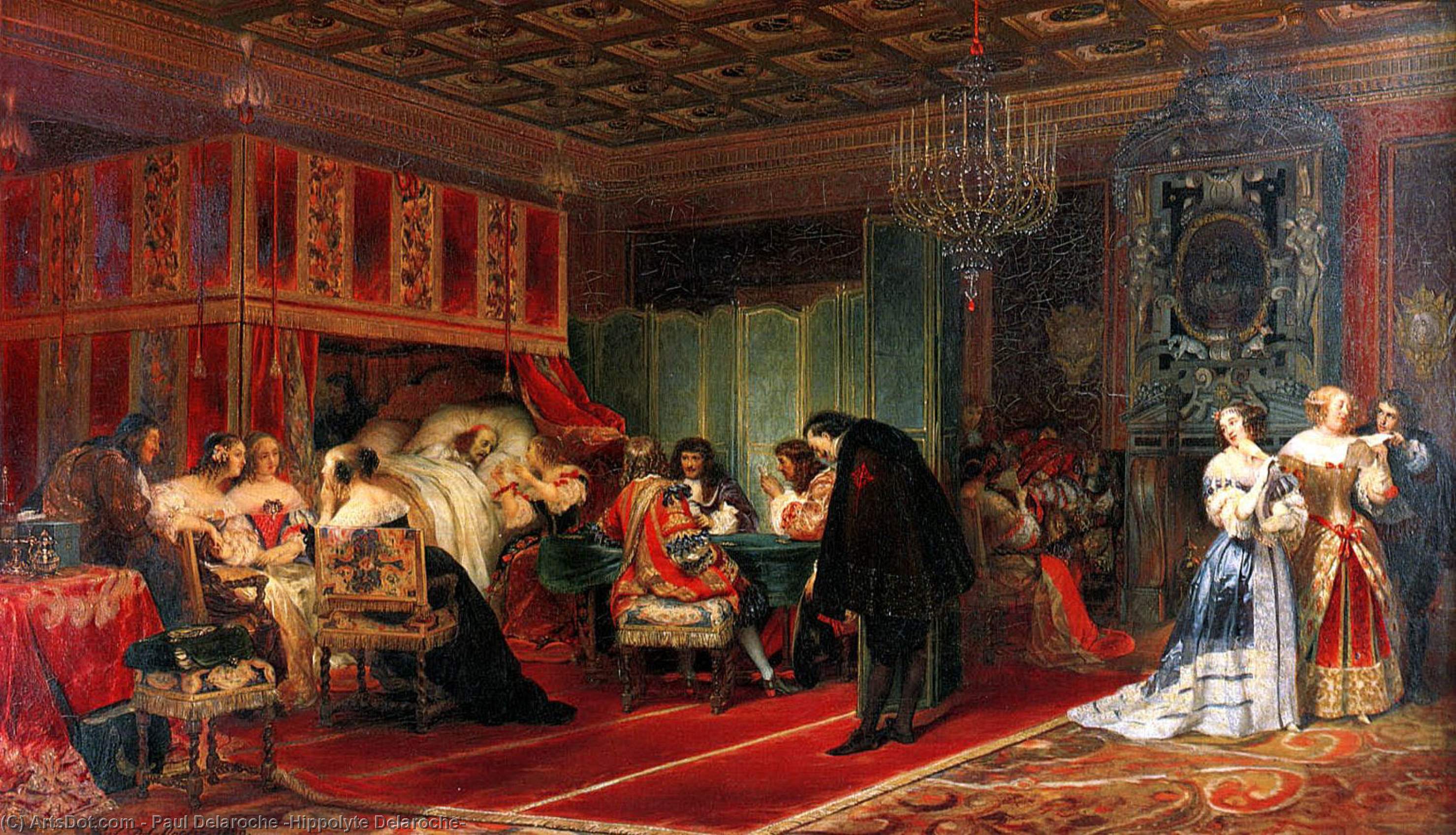 WikiOO.org - Енциклопедия за изящни изкуства - Живопис, Произведения на изкуството Paul Delaroche (Hippolyte Delaroche) - Cardinal Mazarin Dying