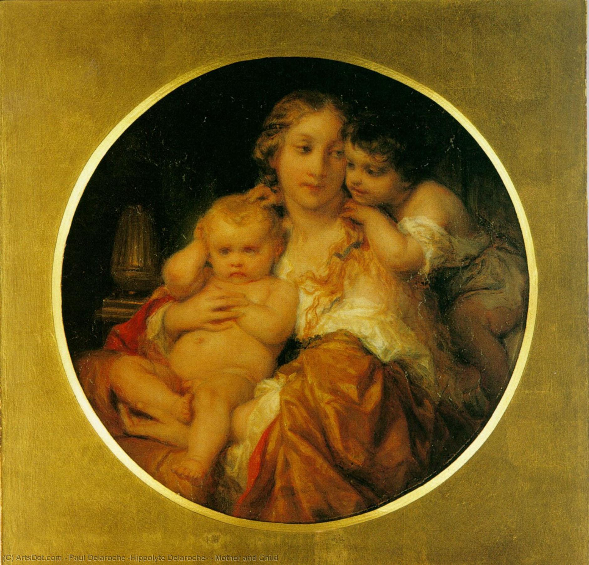 Wikioo.org - The Encyclopedia of Fine Arts - Painting, Artwork by Paul Delaroche (Hippolyte Delaroche) - Mother and Child